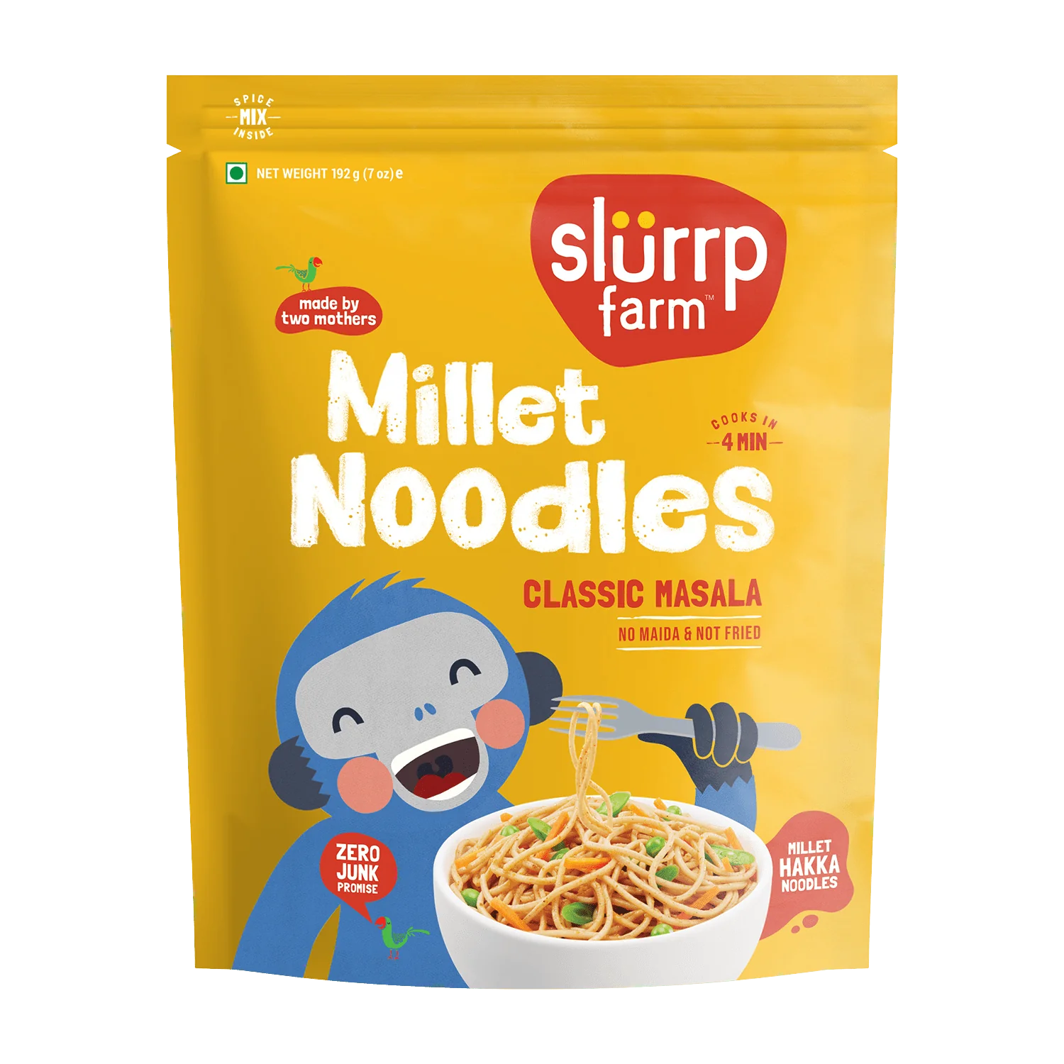 Noodles | Millet Noodles (Classic Masala) - No Refined Sugar, No Maida &amp;amp; Not Fried -  Slurrp Farm – 192gm