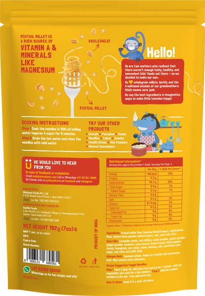 Noodles | Millet Noodles (Classic Masala) - No Refined Sugar, No Maida &amp;amp; Not Fried -  Slurrp Farm – 192gm