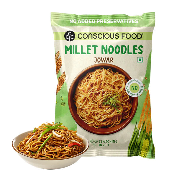 Noodles | Millet Jowar Noodles - Seasoning Inside - No Added Preservatives & No Maida - Conscious Food - 162gm