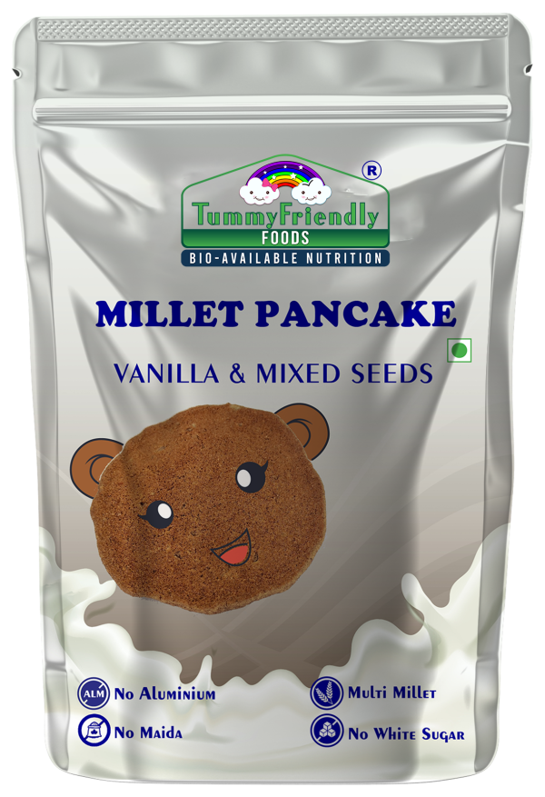 Millet Pancake | (Vanilla &amp; Mixed Seeds) - For Baby Food - USDA Organic - No Aluminum, Maida &amp; No White Sugar - Tummy Friendly Foods - 150gm