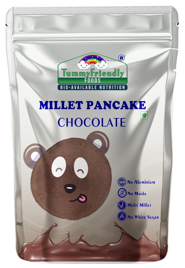 Millet Pancake | Chocolate - For Baby Food - USDA Organic - No Aluminum, Maida & No White Sugar - Tummy Friendly Foods - 150gm