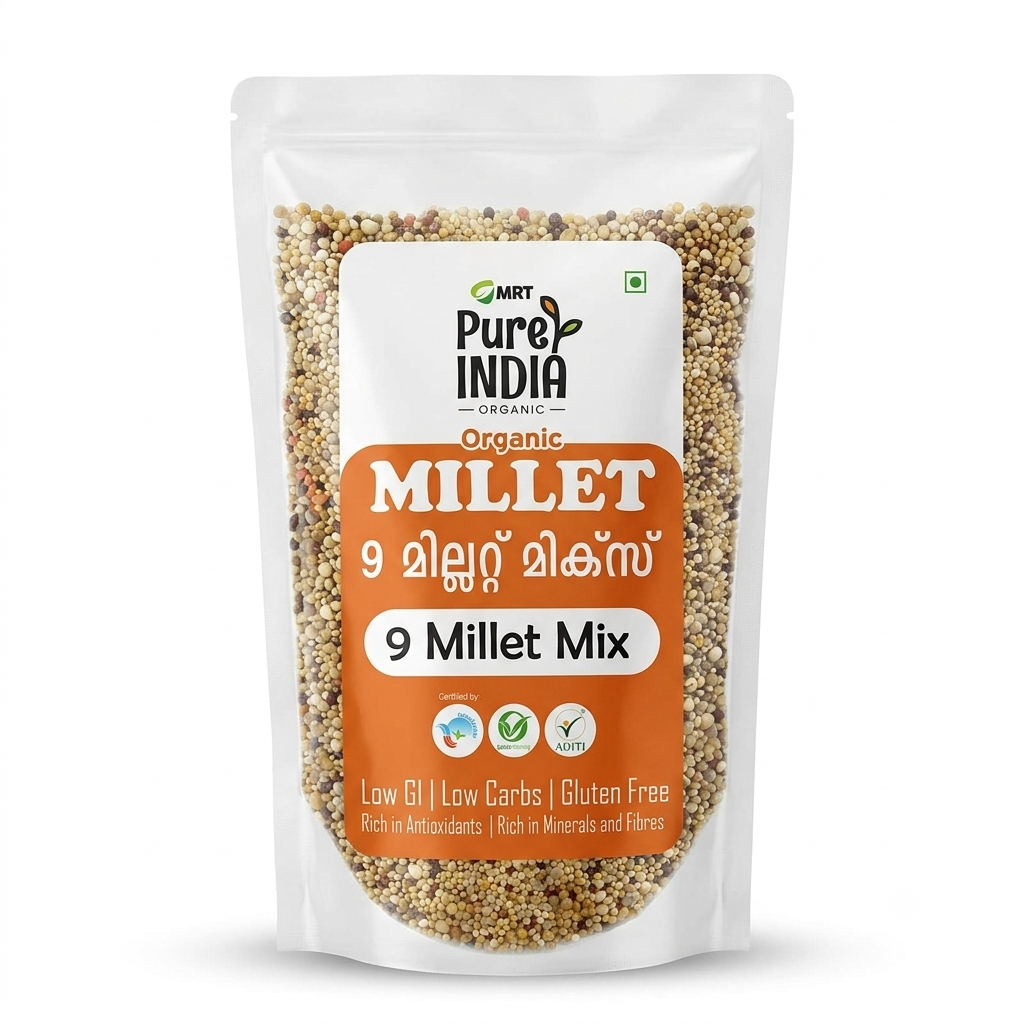 Millet | 9 Millet Mix – Gluten Free , Low Carbs -Rich Antioxidants - MRT Organics – 400gm