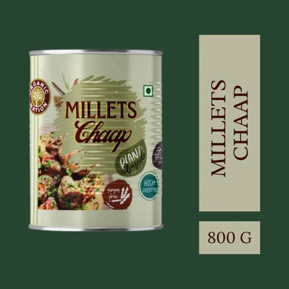 Chaap | Millets Chaap - Plant Based - High In Protein, Fibre & Sugar Free - Organic Nation - 800gm