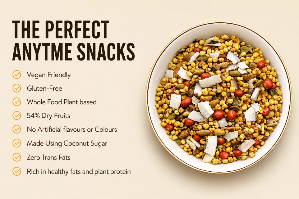 Chivda | Millet Chivda Granola (54% nuts-seeds)- Lite Savoury -Plant Based, Gluten Free, Vegan Friendly, Made using Coconut Sugar-No Added Refined Sugar, Zero Trans Fats -The Nibble box- 300gm