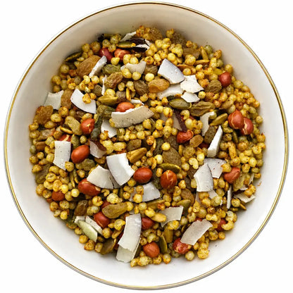 Chivda | Millet Chivda Granola (54% nuts-seeds)- Lite Savoury -Plant Based, Gluten Free, Vegan Friendly, Made using Coconut Sugar-No Added Refined Sugar, Zero Trans Fats -The Nibble box- 300gm