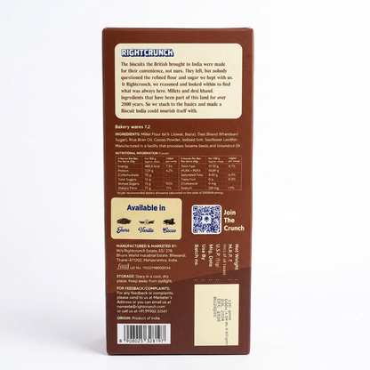 Millet Cracker - Cacao - 100% Millet Based Snack - Baked - Gluten Free - Right Crunch - 120gm