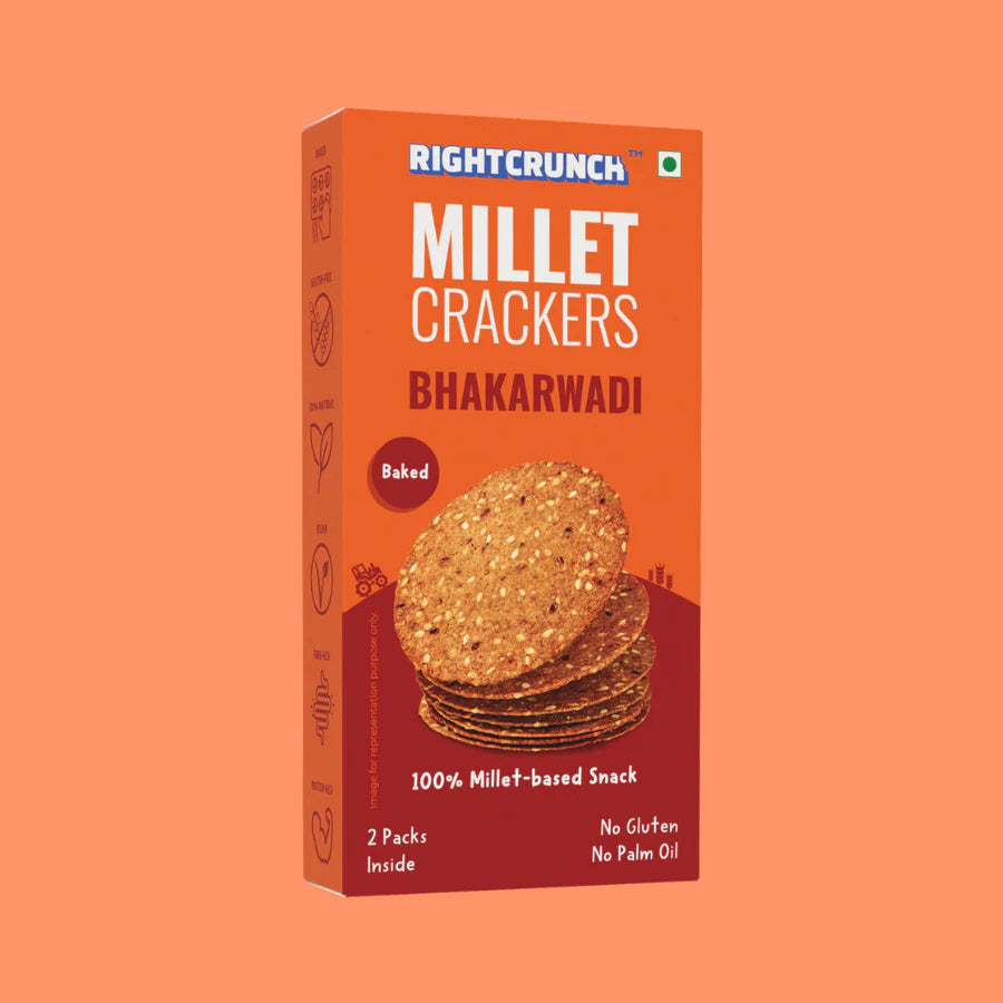 Millet Cracker – Bhakarwadi – 100% Millet Based Snack – Baked – Gluten Free – Right Crunch – 100gm
