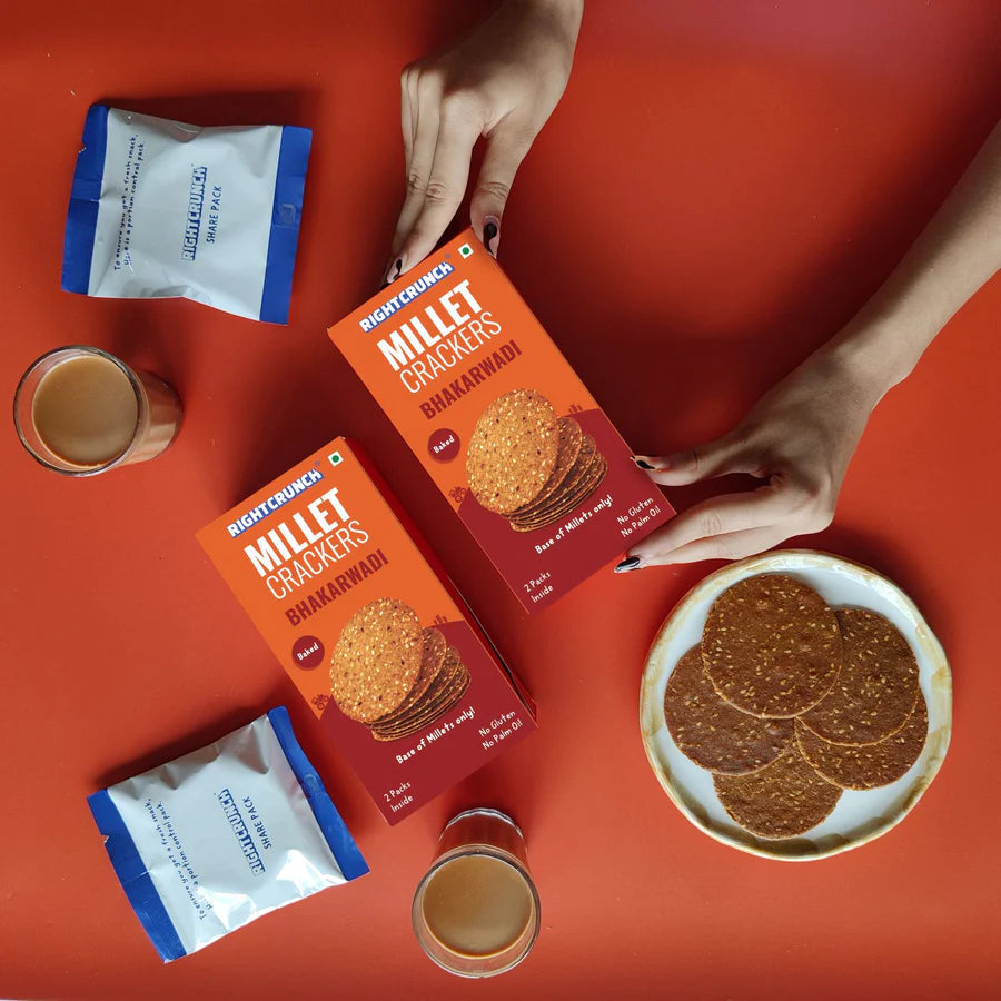 Millet Cracker – Bhakarwadi – 100% Millet Based Snack – Baked – Gluten Free – Right Crunch – 100gm