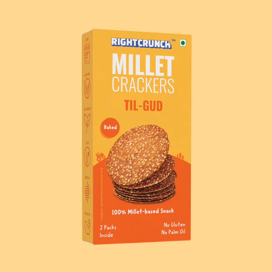 Millet Cracker - Til Gud - 100% Millet Based Snack - Baked - Gluten Free - Right Crunch - 100gm