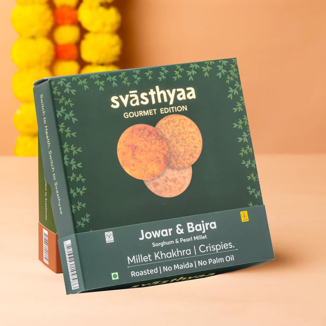 Millet Khakhra | Jowar And Bajra Khakhra – Roasted – Vegan, Jain Friendly, No Maida &amp; Low Gi – Svasthyaa – 200gm