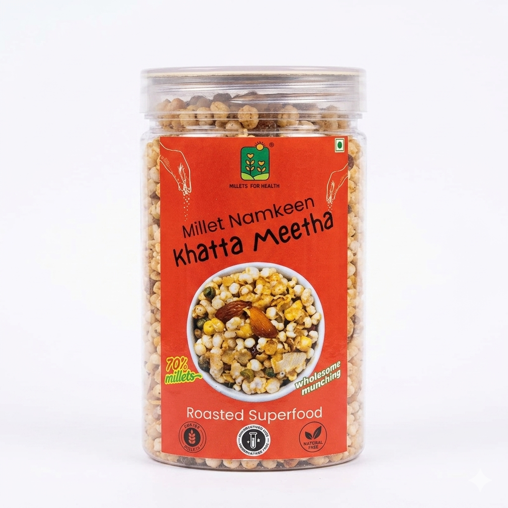 Namkeen | Millet Namkeen (Khatta Meetha) - 70% Millet - Roasted Superfood - Gluten Free &amp; No Added Preservatives - Millet For Health - 150gm