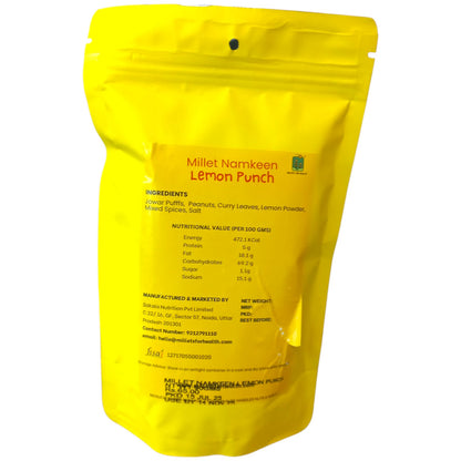 Namkeen | Millet Namkeen (Lemon Punch) - 70% Millet - Roasted Superfood - 100% Natural - 70% Millet - Gluten Free &amp; No Added Preservatives - Millet For Health - 90gm