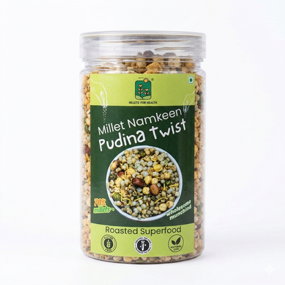 Namkeen | Millet Namkeen (Pudina Twist) - 70% Millet - Roasted Superfood - 100% Natural - 70% Millet - Gluten Free &amp; No Added Preservatives - Millet For Health - 150gm