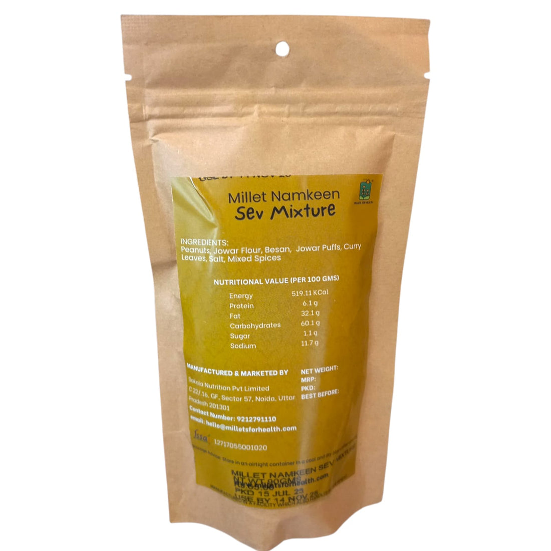 Namkeen | Millet Namkeen (Sev Mixture) - Roasted Superfood - 100% Natural - 70% Millet - Gluten Free &amp; No Added Preservatives - Millet For Health - 90gm
