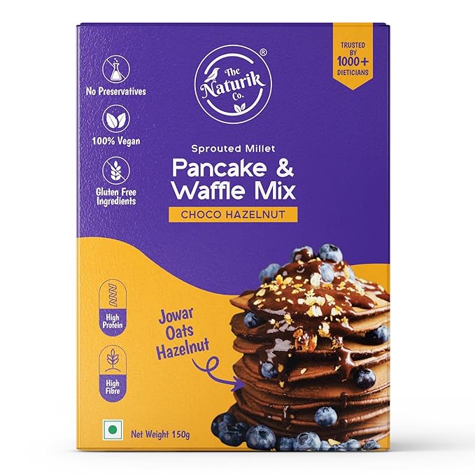 Millet Pancake & Waffle Mix | Choco Hazelnut - Vegan, Gluten Free, No Maida, No Sugar, No Palm Oil & No Added Preservatives – The Naturik Co – 150gm