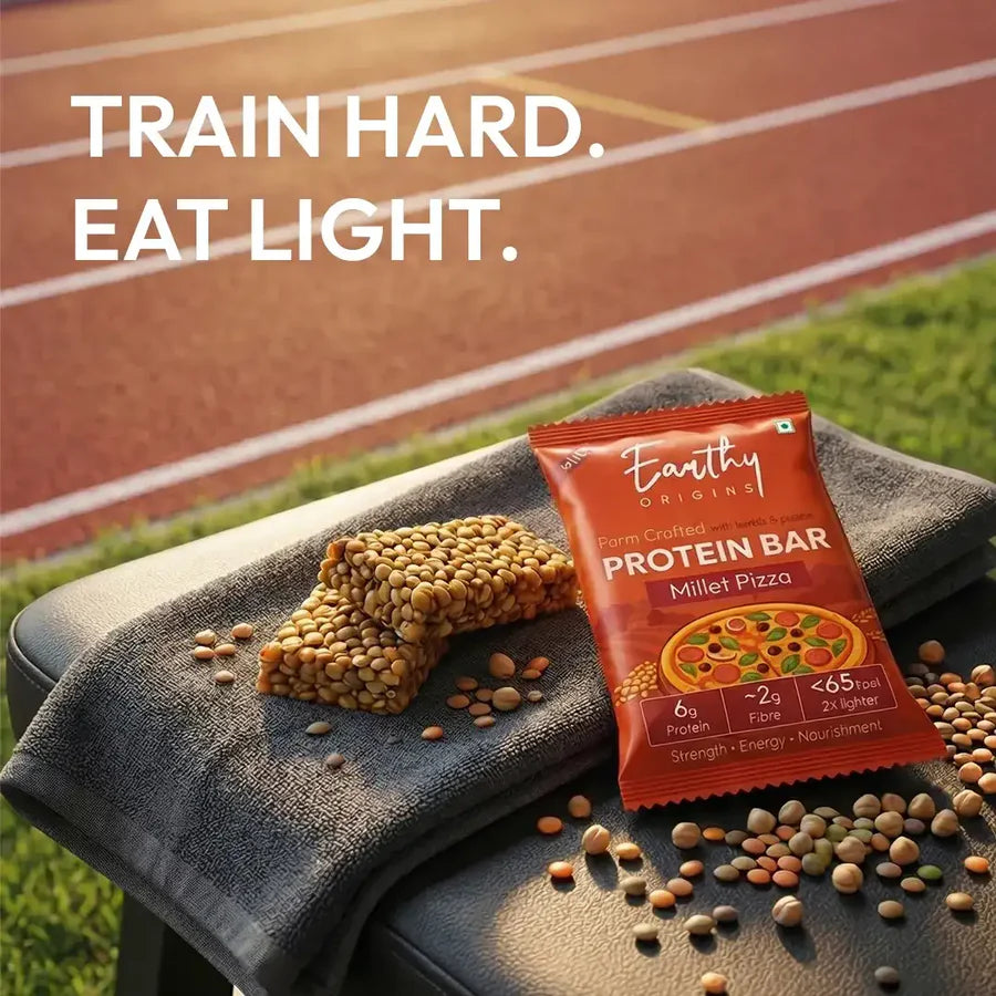 Bar | Lentil &amp; Millet Protein Bar (Millet Pizza)– 6g Protein – Gluten Free, No Added Sugar, No Added Preservatives, No Artificial flavours, No Palm Oil– Earthy Origins  – 15gm
