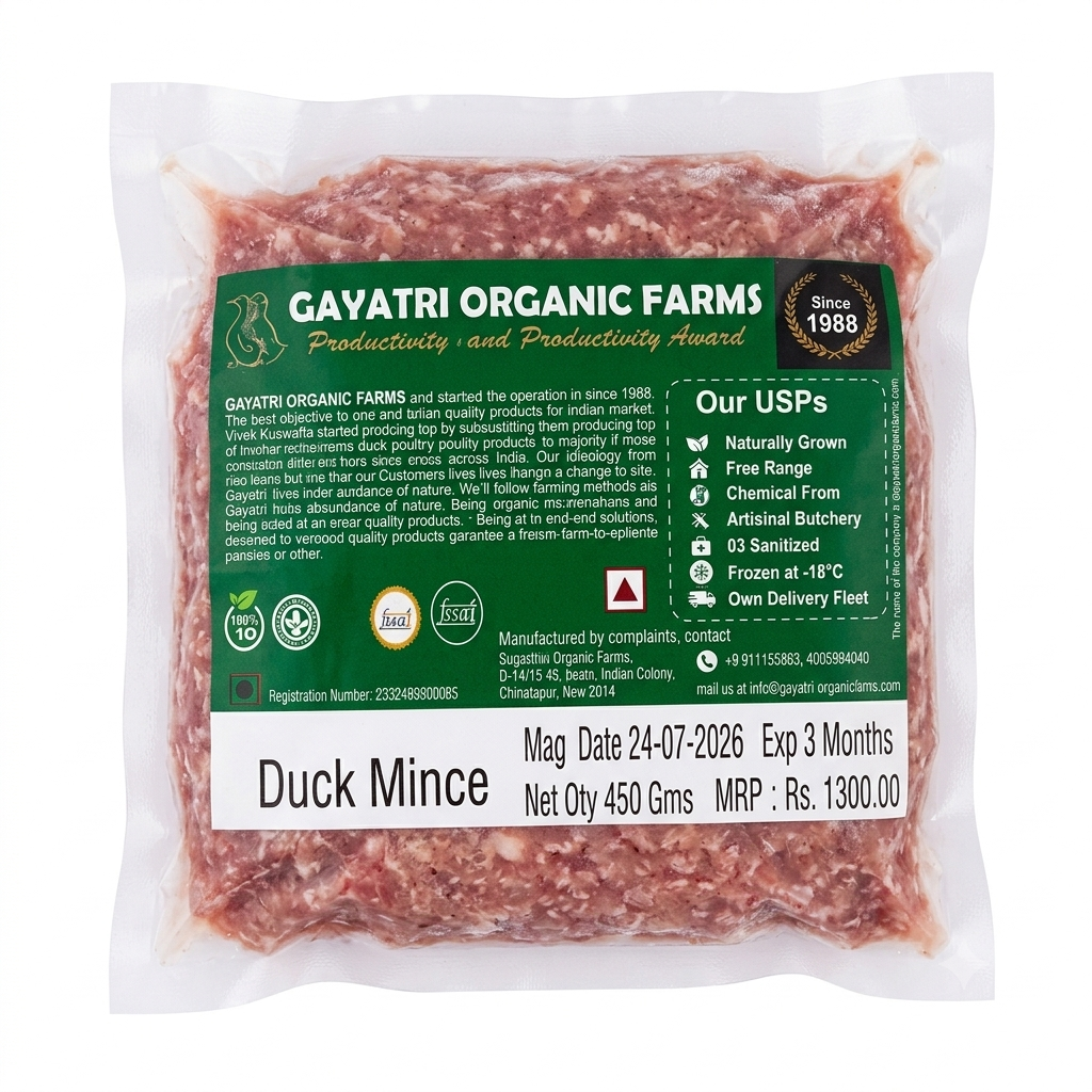 Mince | Premium Duck Mince (Halal) – No Antibiotics And Hormone Free – Nature’s Soul – 450gm