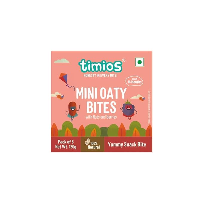 Mini Oaty Bites | Nuts And Berries - Natural - No Added Flavors & No Added Preservatives - Timios - 120gm