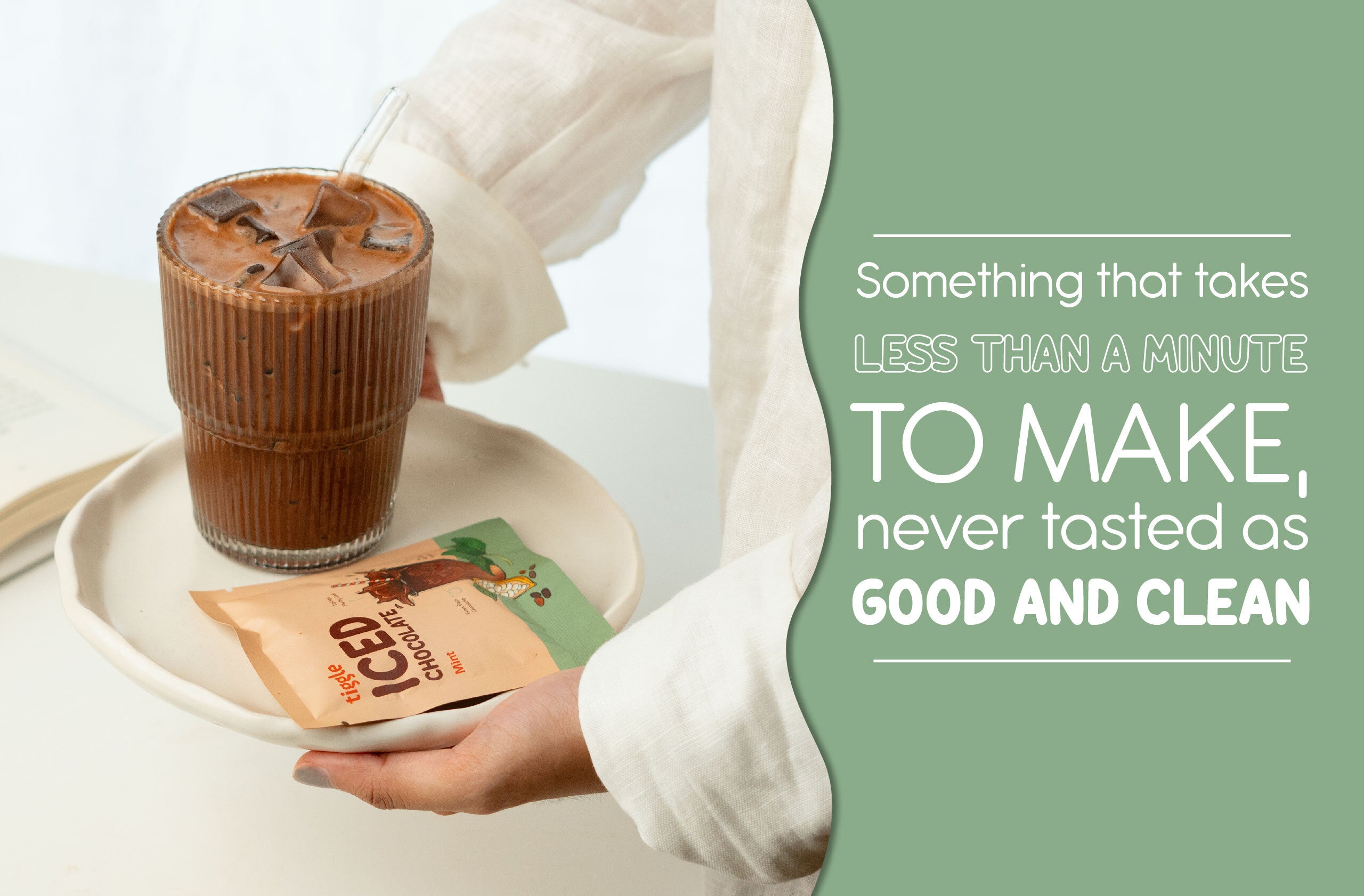Iced Chocolate | Mint Dark Iced Chocolate Mix Sachets - Vegan, No Refined Sugar &amp; Chemical Free – Tiggle – 25gm