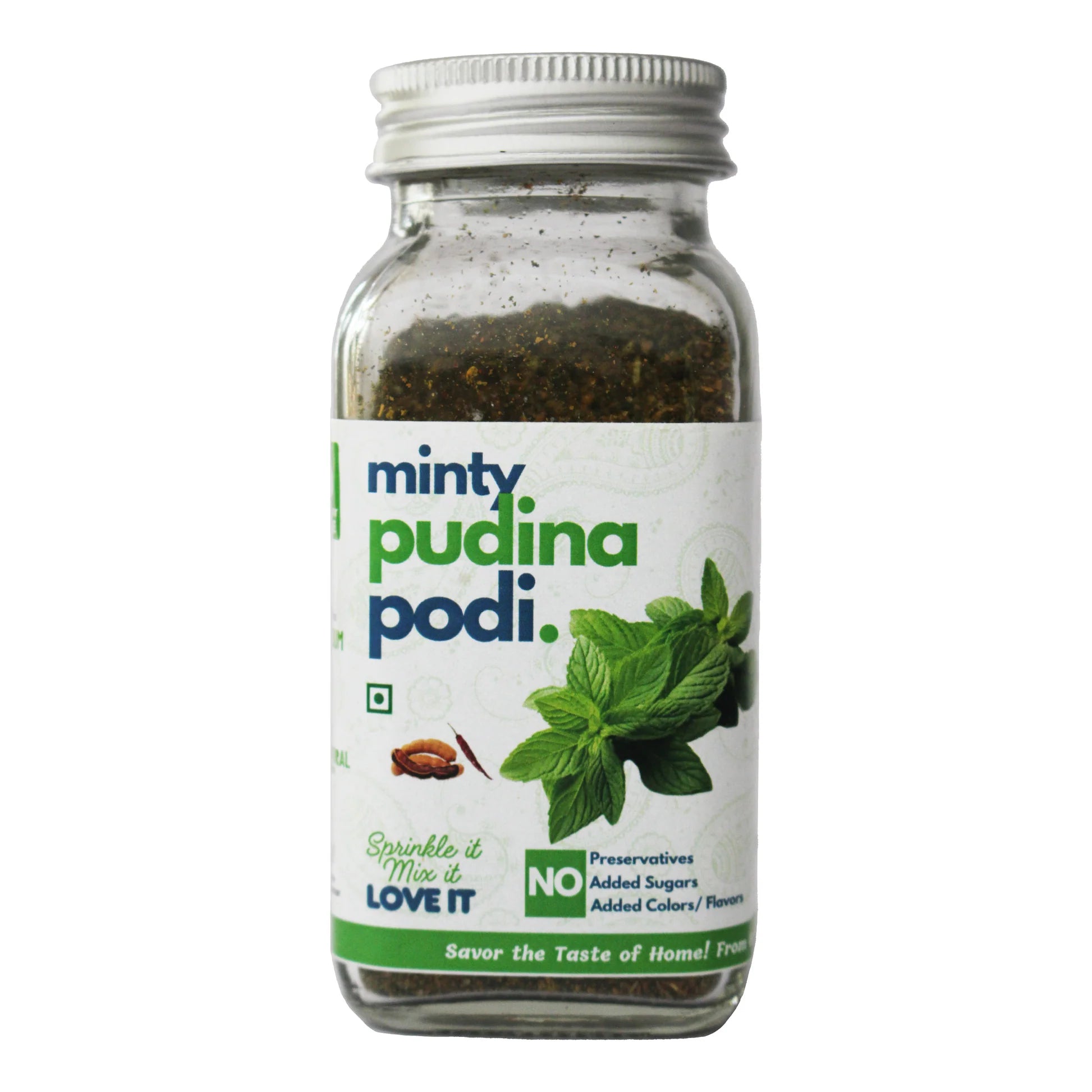 Seasoning | Minty Pudina Podi - Spice Blends  - No Added  Flavours, Sugar, Colour  &amp; Preservatives Free  - Kitchen Koundinyasa - 75 gm