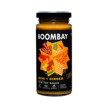 Miso + Ginger (Umame Earthy Pungent) - Stir Fry Sauce - Glaze, Sandwich, Ramen - Natural - Indian - No Refined Sugar &amp;amp; No Bad Oil - Boombay - 250gm