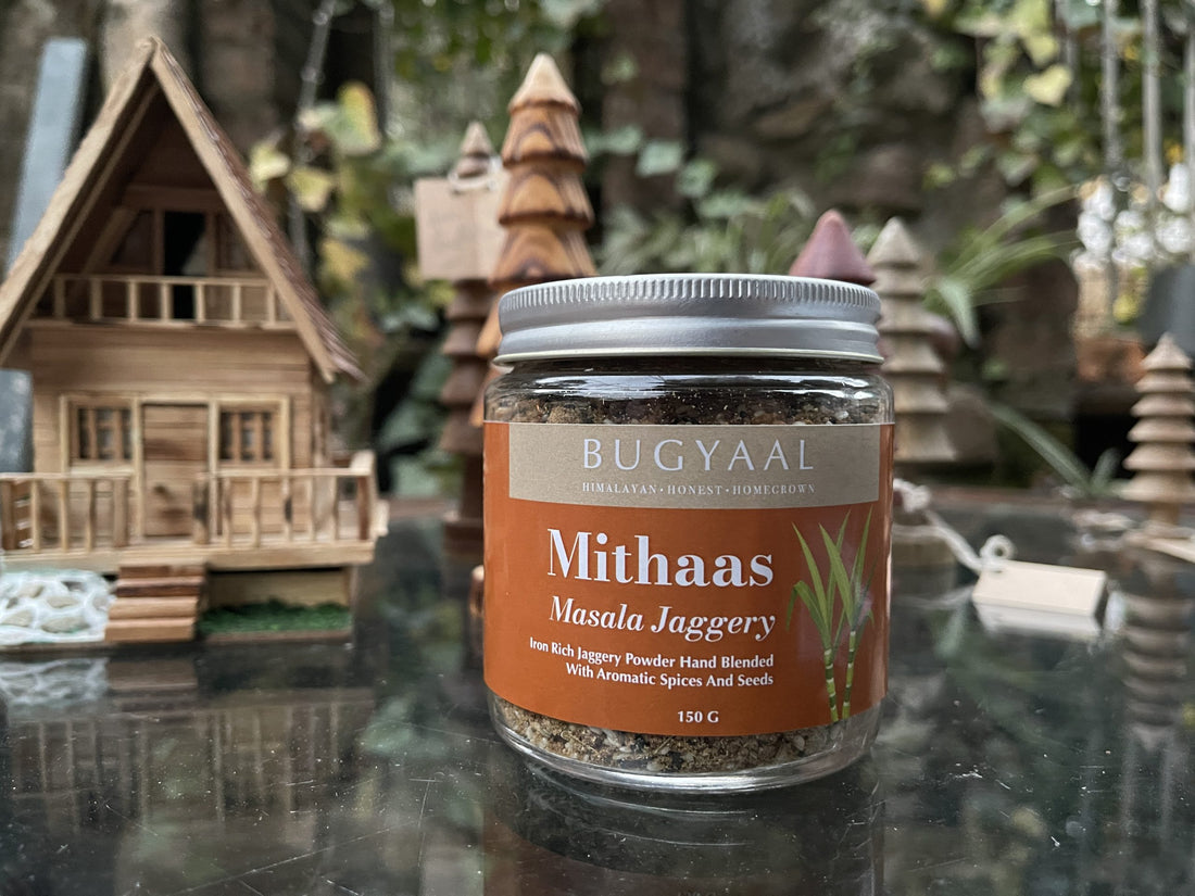 Masala Jaggery | Mithaas - Iron Rich Jaggery Powder Hand Blended (With Aromatic Spices And Seeds) - Bugyaal - 150gm