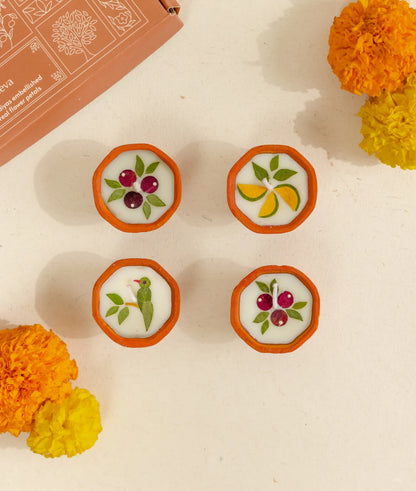 Diya | Mithu Miyan Diya - Handcrafted – Eco Friendly Soy Wax, No Chemical &amp; No Harmful Fumes – Nature’s Soul - Set of 4 (5 × 5 × 2.5 cm)
