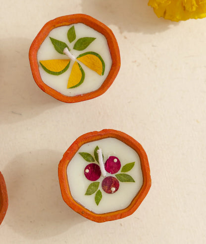 Diya | Mithu Miyan Diya - Handcrafted – Eco Friendly Soy Wax, No Chemical &amp; No Harmful Fumes – Nature’s Soul - Set of 4 (5 × 5 × 2.5 cm)