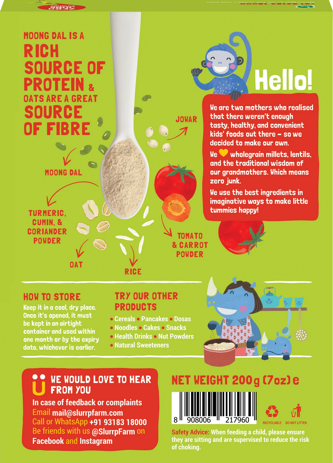 Mixed Veg Moong Dal Khichdi - No Added Refined - Sugar & No Salt - Slurrp Farm - 200gm