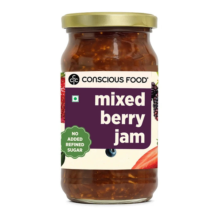Jam | Mixed Berry Jam - 100% Real Fruits -  No Preservatives &amp; No Added Refined Sugar - Conscious Food - 220gm