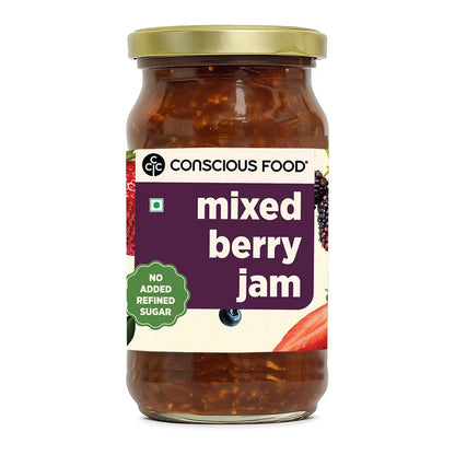 Jam | Mixed Berry Jam - 100% Real Fruits -  No Preservatives &amp; No Added Refined Sugar - Conscious Food - 220gm