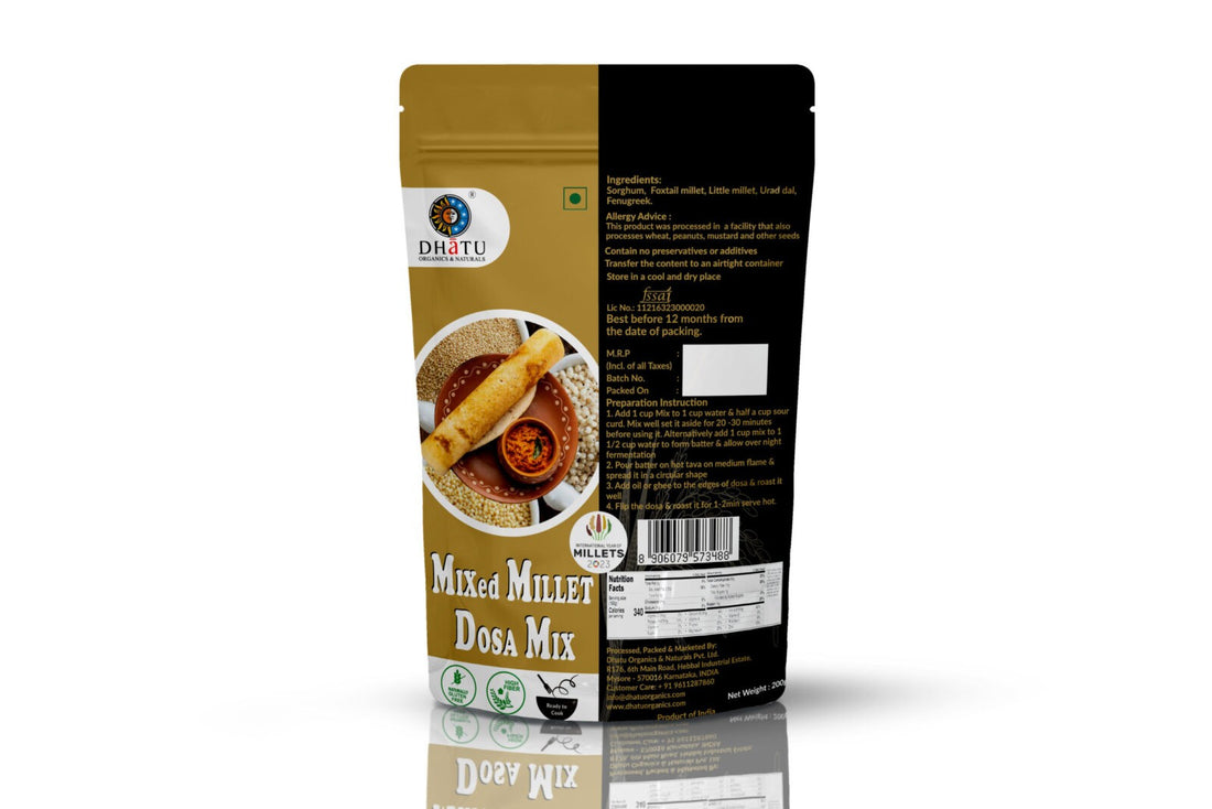 Dosa Mix | Mixed Millet Dosa Mix - Dhatu Organic - 200gm