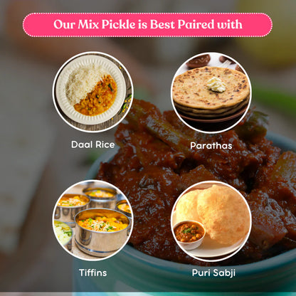 Pickle | Mix - Certified Organic – Sun Dried – Cold Pressed Oil &amp; Preservatives Free – Indyo Organic – 400gm