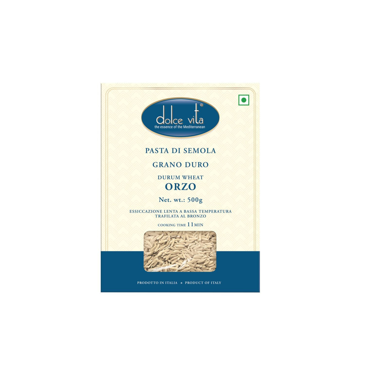 Dolce Vita Orzo Pasta 500gm | Dolce Vita- Premium Durum Wheat Rice-Shaped Pasta