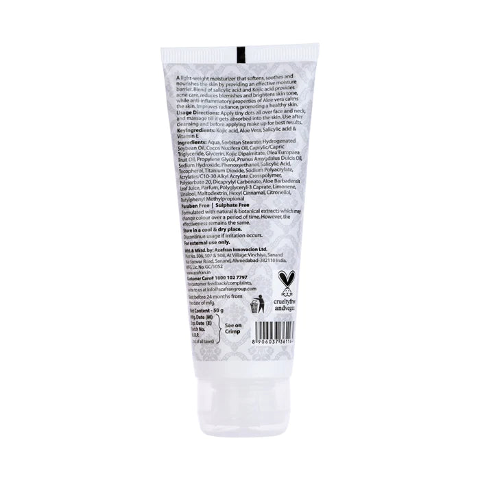 Moisturizer | Daily 3 In 1 - Brightens, Moisturizes Reduce Blemishes - Natural, Oily To Acne Prone Skin - Organic - Vegan, Cruelty Free, Paraben Free &amp;amp; Sulphate Free - Azafran - 50gm
