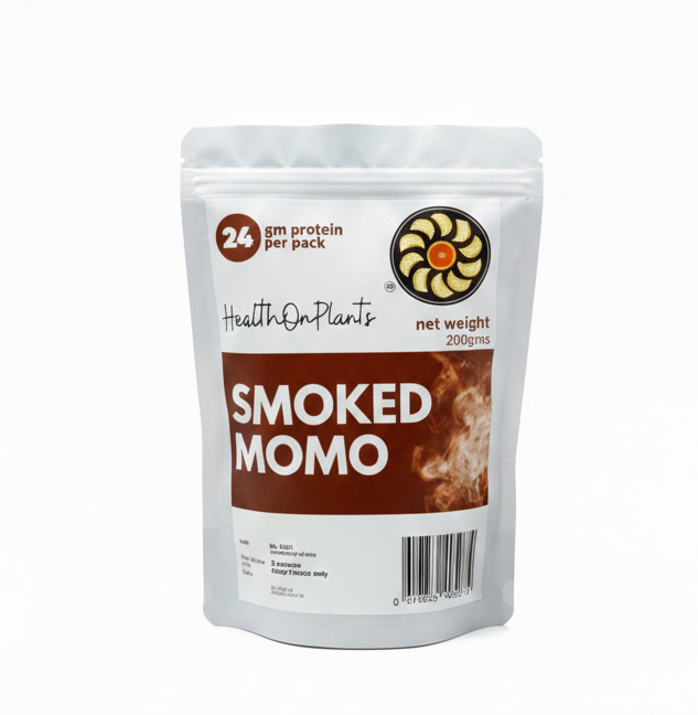 Momo | Smoked Momo –24gm protein per Pack- 100% Plant Based -Delightful Snack & Frozen Tandoori Momo - No Added Preservatives & No Additives – Health on Plants – 200gm