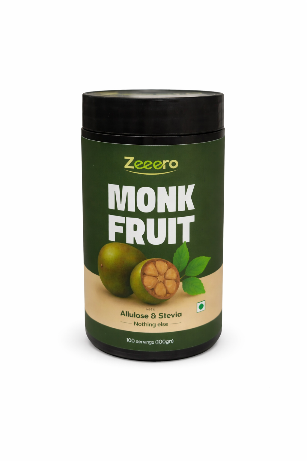 Monk Fruit Sweetener without Allulose &amp;  Stevia - Sugar Free  -Zero Calorie, Sugar Free - No Added Preservatives, No Artificial sweeteners  -Zeeero - 100gm