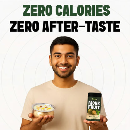 Monk Fruit 5X Sweetener with Allulose &amp;  Stevia - Sugar Free  -Zero Calorie, Sugar Free - No Added Preservatives, No Artificial sweeteners  -Zeeero - 100gm