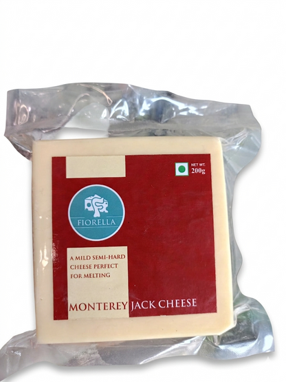 Cheese | Monterey Jack Cheese-Mild Semi Hard Cheese Perfect For Melting – Pasteurized Milk - Fiorella - 200gm