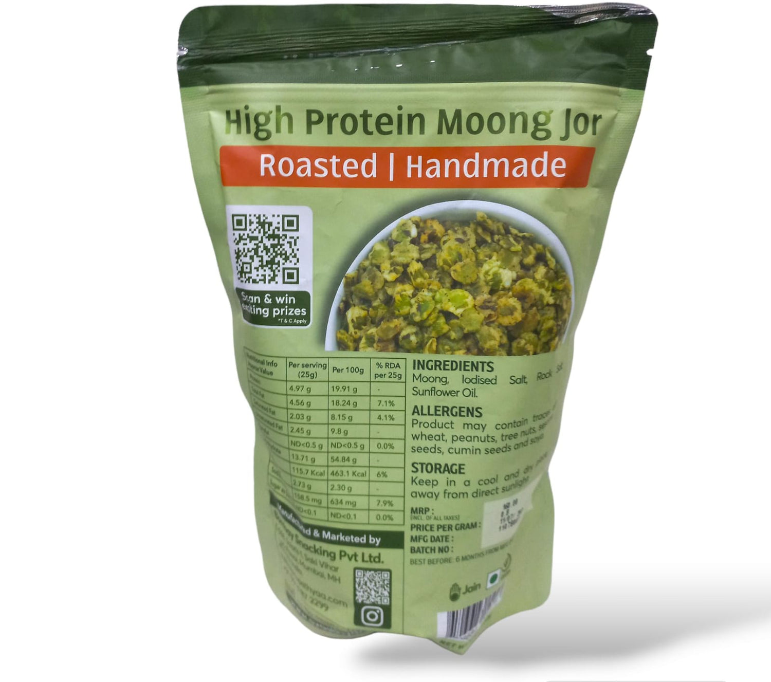 Moong Jor | 40g Protein – Roasted – Handmade – High In Protein – Vegan, Gluten Free, Jain Friendly, Guilt Free &amp; Diabetic Friendly – Svasthyaa – 200gm