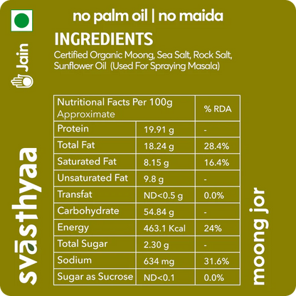 Moong Jor | 40g Protein – Roasted – Handmade – High In Protein – Vegan, Gluten Free, Jain Friendly, Guilt Free &amp; Diabetic Friendly – Svasthyaa – 200gm