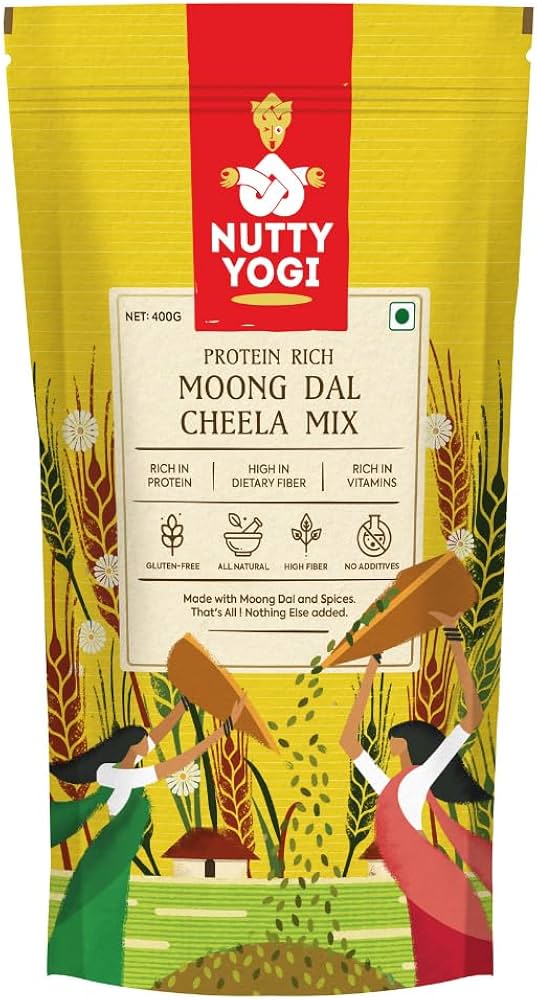 Cheela Mix| Moong Daal Cheela Mix - Gluten Free, All Natural, High Fibre - Rich in Protein, High in Dietary Fibre, Rich in Vitamins – Rich In Protein-No Additives - Nutty Yogi – 400gm