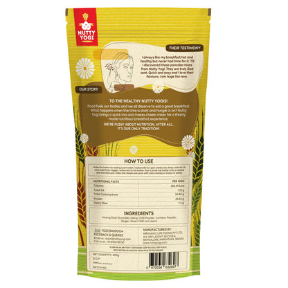 Cheela Mix| Moong Daal Cheela Mix - Gluten Free, All Natural, High Fibre - Rich in Protein, High in Dietary Fibre, Rich in Vitamins – Rich In Protein-No Additives - Nutty Yogi – 400gm