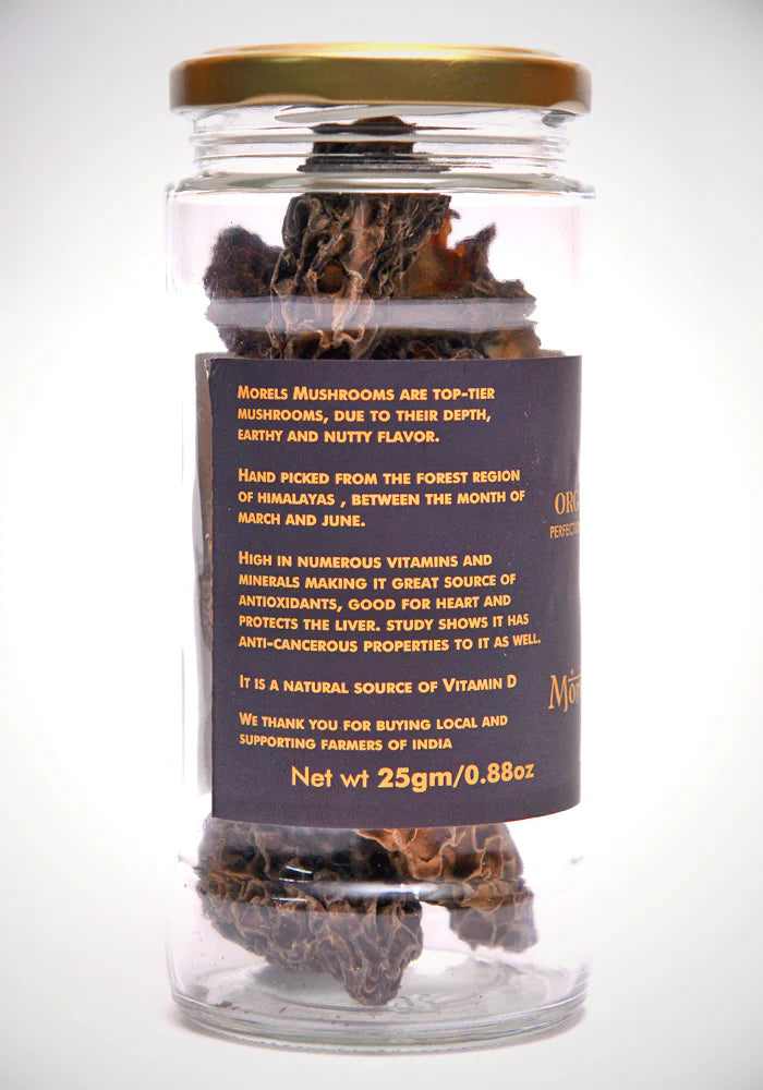 Mushrooms | Jumbo Morel Mushrooms (Guchchi) - Organic Kashmir - 25gm