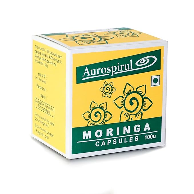 Moringa | Complete &amp; Life Sustaining Green Superfood – Aurospirul – 100 Capsules