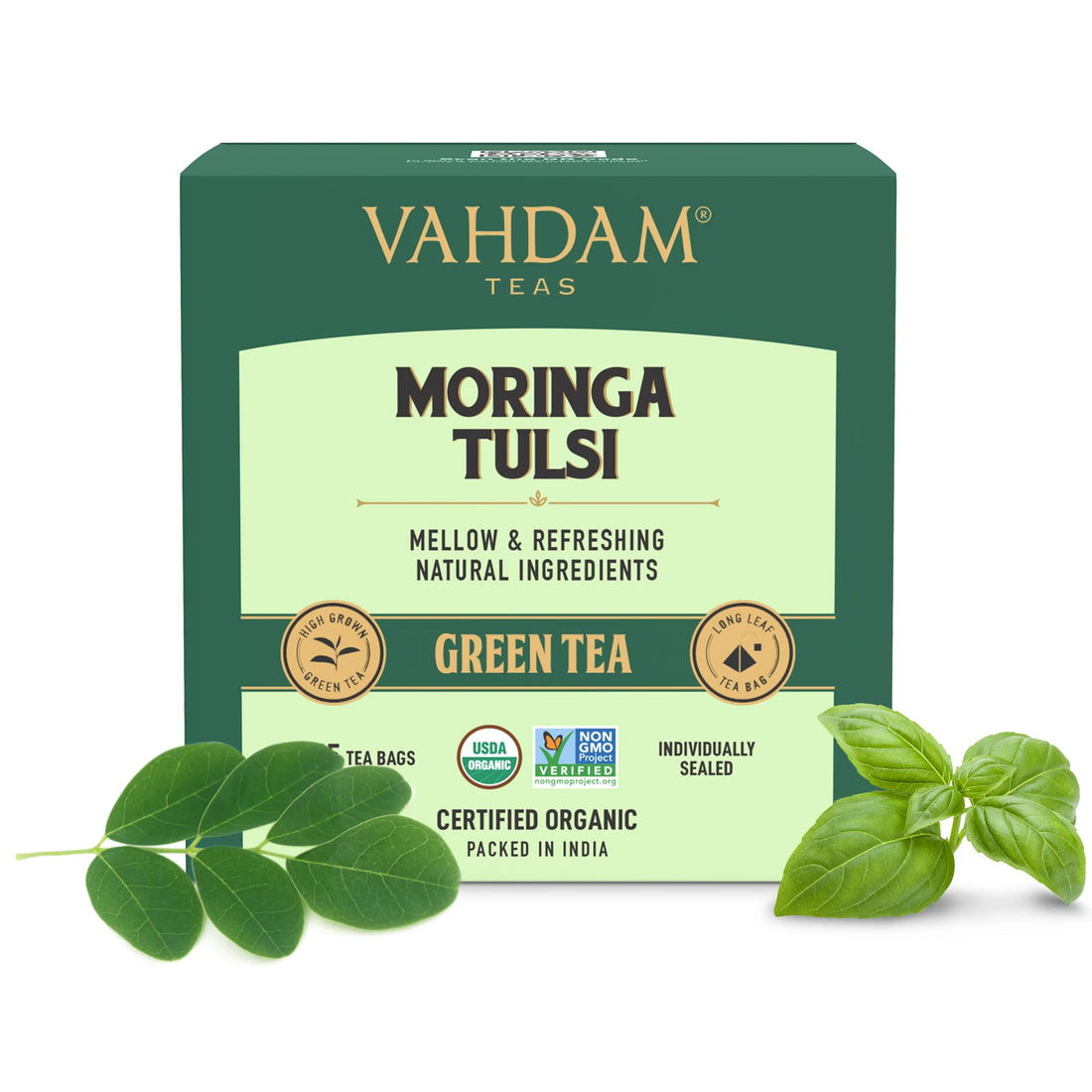 Moringa Tulsi Green Tea - Vahdam - 15Tea Bags