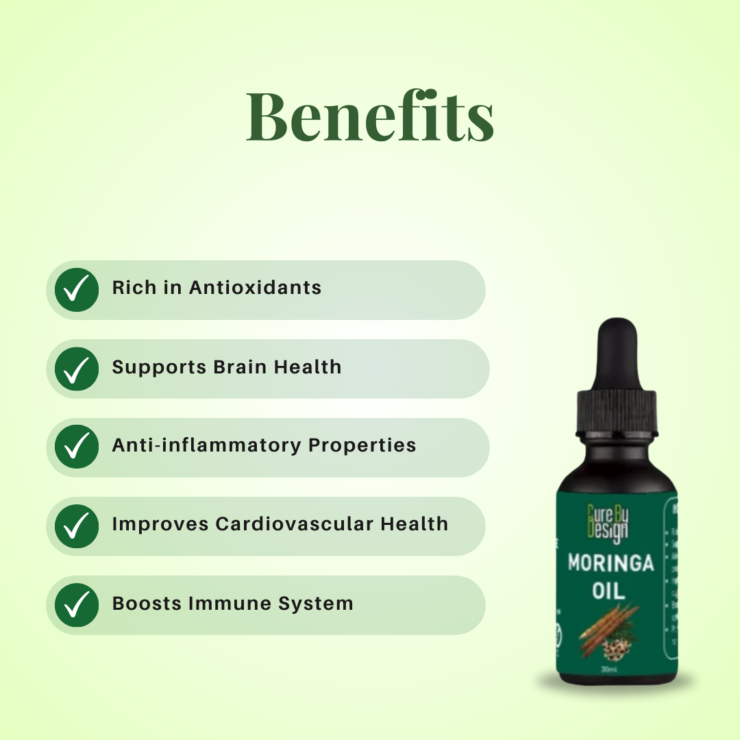 Moringa Oil |  Boost Immunity, Reduce Inflammation, &amp; Nourish Skin - Cure By Design - 30ml
