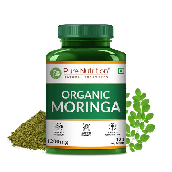 Moringa Capsules | Organic – Support Digestion – Support Immunity – Supports Detoxification – Pure Nutrition – (1200mg) – 120 Capsules