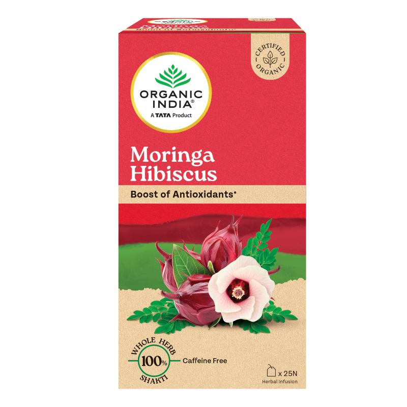 Moringa Hibiscus Tea (Boost Of Antioxidant) - Caffeine Free - Organic - Indian – Organic India – 25 Tea Bag