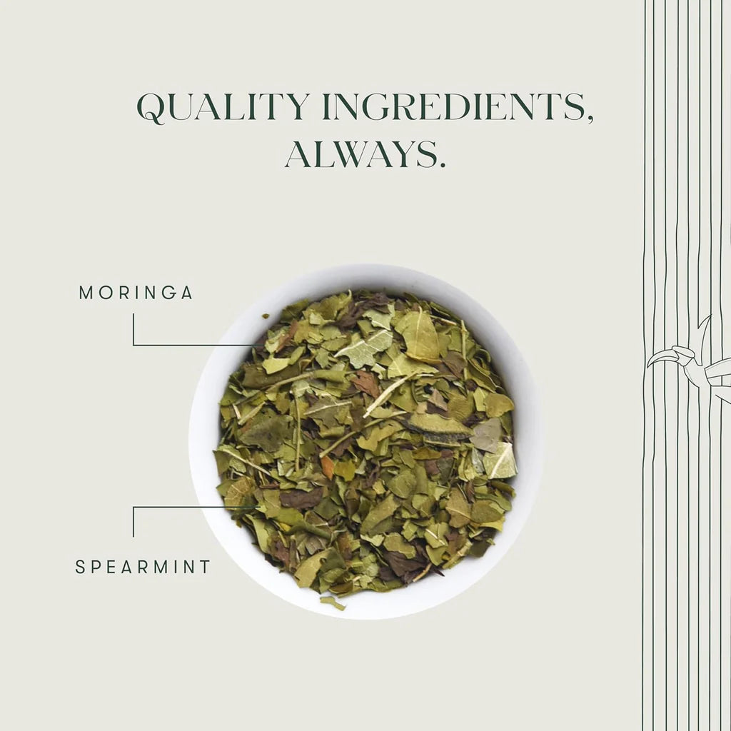 Herbal Tea | Moringa Mint Herbal Tea  - Caffeine Free  – Sweet, Smooth, Aromatic, Notes - USDA Organic – Luxmi Estates – 50gm